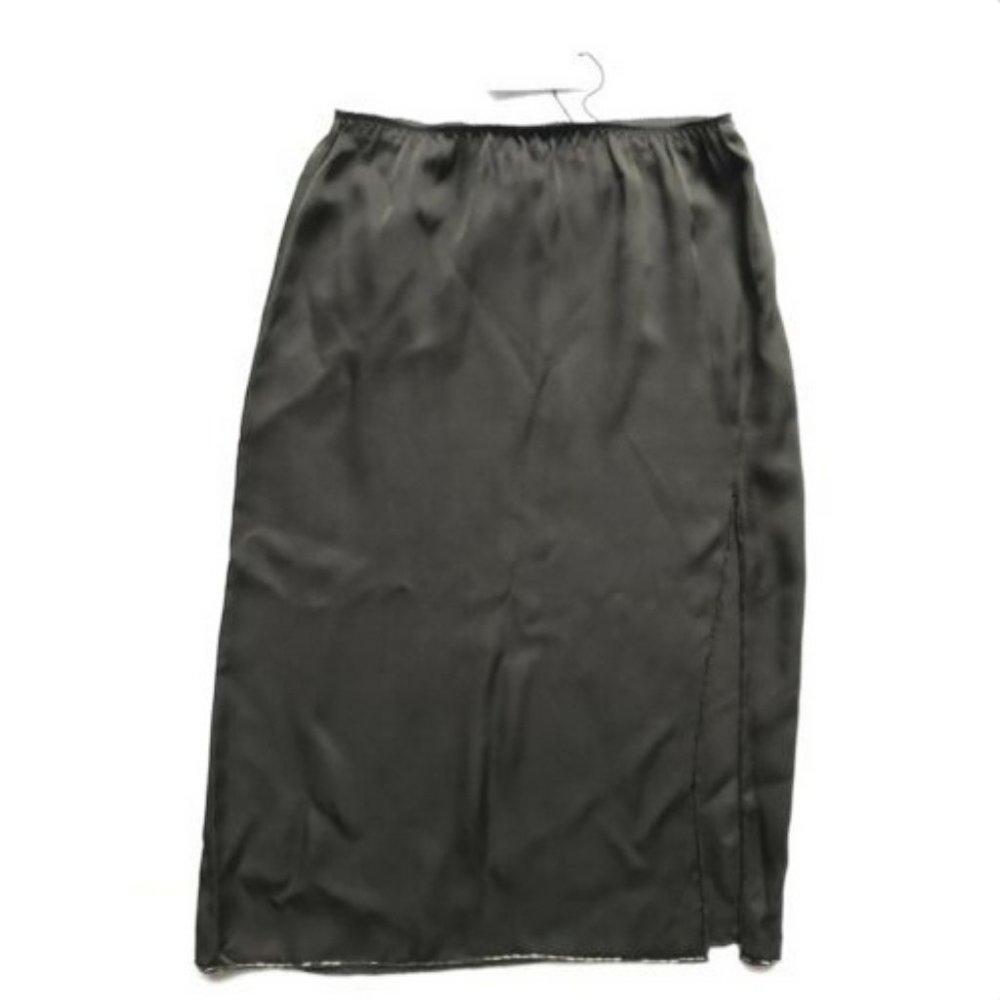 Theory Livny Drapey Satin Beaded Trim Silk Skirt 2